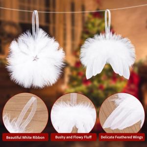 10 stuks Kerstmis engelenvleugels veren kerstboomversiering witte kerstboom decoratie veren vleugels hanger ornament voor doe-het-zelf handwerk