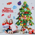 Doe-het-zelf vilten kerstboomset voor kinderen, kerstdecoratie, hangend decor met 32 afneembare ornamenten, voor thuis/deur/muur