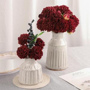 , 20 stuks dahlia-bloemen met bladeren en stelen, doe-het-zelf rode dahlia-schuim bloem voor bruiloft, boeketten, bloemen, centerpieces, arrangementen feesttafels,