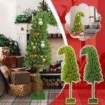 Vorbeleuchteter Weihnachtsbaum mit Metallständer, schiefer Weihnachtsbaum, künstlich, skurril, einzigartige gebogene Form, biegbarer künstlicher Kiefernbaum, 91 cm