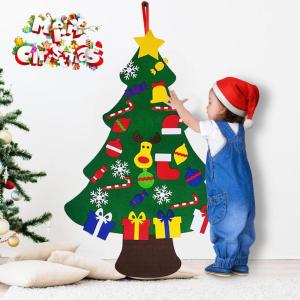 Vilten Kerstboomset, doe-het-zelf vilten kerstboomset, vouw, vilt, kerstboom, decoratie, doe-het-zelf vilten decoratie, kerstboom voor kinderen, met afneembare hangende ornamenten 