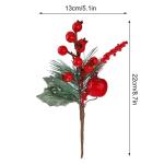 Weihnachtsstiele mit weißen Beeren, 12 Stück, künstliche immergrüne Kiefer(Red)