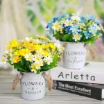 Kunstmatige Nep Zijde Bloemen 6 Bundels Faux Zijde Daisy Wilde Bloemen Groen Struiken Planten Plastic Struiken Indoor Boerderij Outdoor UV Bestand Tuin Planter Decoratie