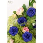 Kunstbloemen, rozen, 25 stuks, kunstrozen met steel, voor doe-het-zelf bruiloft, boeketten, bruid, babyshower, feest, woondecoratie, donkerblauw
