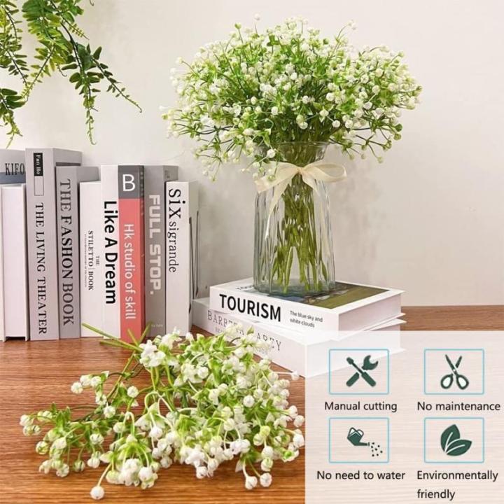 12 stuks Gypsophila kunstmatige bloemen, nep baby adem Gypsophila bloemen boeketten, nep bloemen voor DIY bruiloft boeket partij tafelstukken bloemstukken en Home Decor