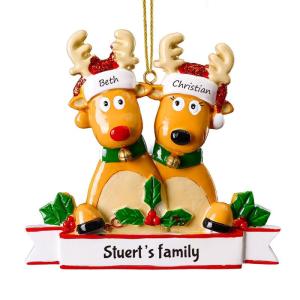 Gepersonaliseerde kersthangers met 2/3/4/5/6/7/8 familienamen - 2023 kunsthars kerstboomversiering gepersonaliseerde familie, partners en vrienden 2