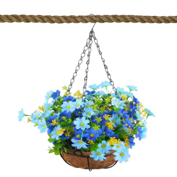 Künstliche Hängende Blumen Für Den Außenbereich – Hängende Blumenkörbe Für Draußen, Hängender Gänseblümchenkorb-Blumentopf | Künstlicher Hängender Blumenkorb Für Zu