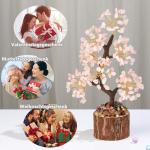 Rozenkwarts steen boom edelstenen kristal boom kristallen roze decoratieve steen grote levensboom geldboom kristal geluksbrenger boom esoterisch geschenken veel geluk