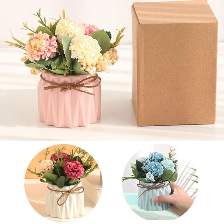 2 stuks kunstbloemen in pot, kunstbloemen, planten ter decoratie, hortensia, zijden bloemen, boeketten met keramische vaas, kunstplant, decoratie voor thuis, party, kantoor, bruilo