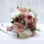 Hochzeitsstrauß for die Braut mit künstlichen Blumen, DIY-Sträuße, romantischer Hochzeitsstrauß, Brautsträuße, künstliche Blumen(Pink)