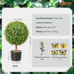 2 x buxusballen, kunstzinnig, Ø 40,6 cm, tuindecoratie, buxus in bloempot, bol, kunstplant van PE, hout, PP incl. 4 stuks decoratieve vlinders en 10 stuks reservebladen