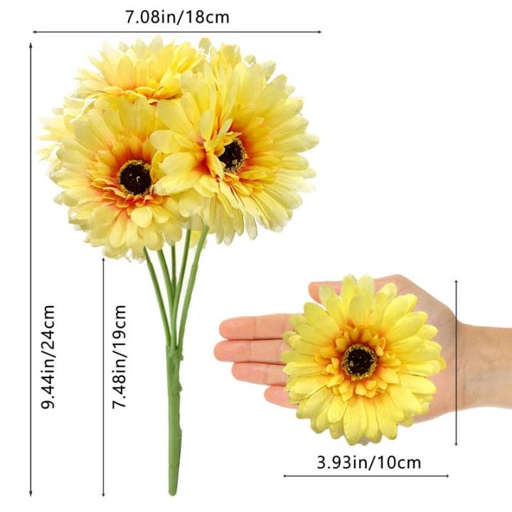 4 bundels van 20 hoofden kunstmatige madeliefjes bloemen, 2 kleuren zijden gerbera madeliefjes bloemen realistische kunstbloem voor thuiskantoor feest bruiloft middelpunt decoratie