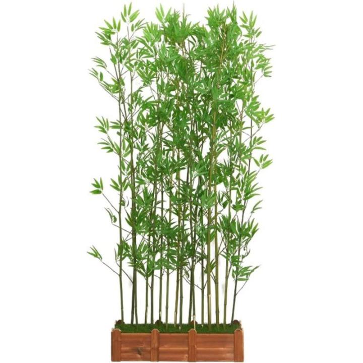 Bamboe Bladeren DIY Decor Scherm voor Restaurant Kantoor 1,8 m Hoge Faux Potplant met Houten Basis Indoor Outdoor Privacy Divider (90x18x18,5cm)