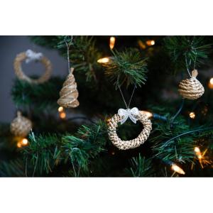 Kerstboom sieraden - stro hanger - 30-delige set - kerstboomhanger van natuurlijk materiaal