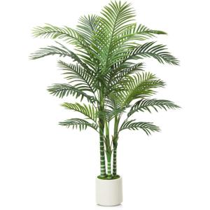 Kunstpalm, 150 cm, grote areca palm in witte pot, , kunstpalm voor huis, woonkamer, slaapkamer, kantoor, balkon, tuindecoratie