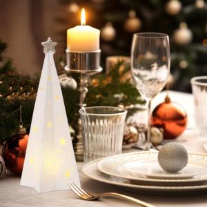 Kerstverlichting, kerstboom met ledlicht, kerstdecoratie, voor binnen, verlichte keramische kerstboom met ster, kerstdecoratie (B)
