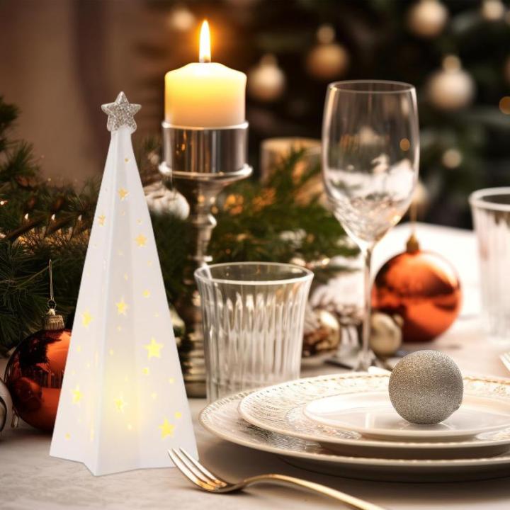 Kerstverlichting, kerstboom met ledlicht, kerstdecoratie, voor binnen, verlichte keramische kerstboom met ster, kerstdecoratie (B)