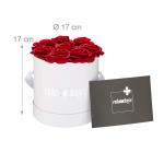 Rozenbox rond, 8 rozen, stabiele bloemenbox, wit, 10 jaar houdbaar, cadeau-idee, decoratieve bloemenbox, rood, 17 x 17 x 17 cm
