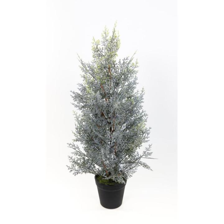 Zeder/Konifere in Schneeoptik im Topf GA künstliche Thuja Pflanze Kunstbaum Dekobaum (60x30cm)