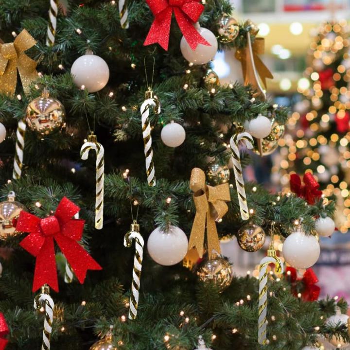 12 Kerststokjes, fonkelend, 13 cm, voor versieren van kerstboom, versieringen, hangende snoepstokjes, goudkleurige en witte strepen