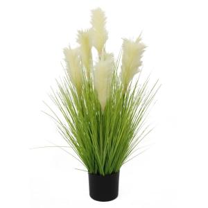 Kunstgras, kunstgras, decoogras, kunstplant, kamerplant, groene plant, kunstmatige plant, decoratie, in zwarte pot, zeer realistisch, groen (90 cm - artikelen. MN-KP-2226)