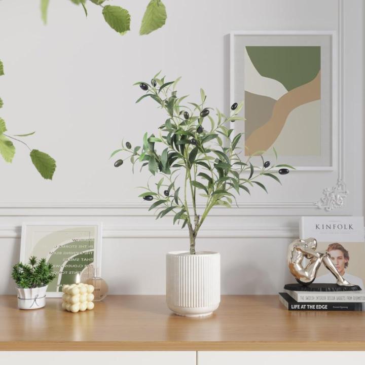 Kunstmatige olijfboom, 60 cm, , grote kunstolijfboom, kunstboom, ziet eruit als echt voor woonkamer, slaapkamer, kantoor, decoratie