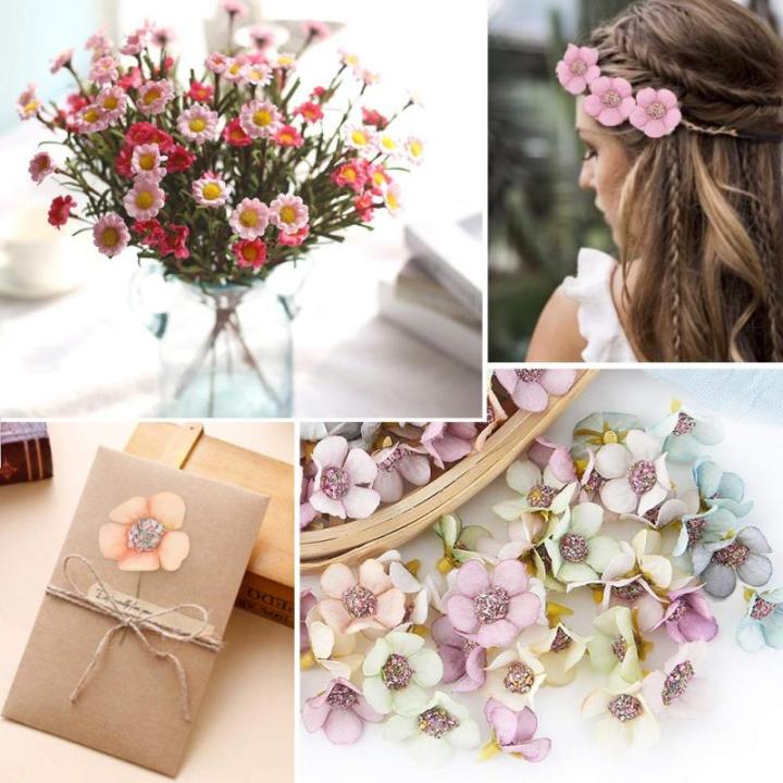 150 stuks kunstmadeliefjes, bloemkelken, , kleurrijke bloemkelken, mini zijden bloemen voor het knutselen, scrapbooking, bruiloften, feesten, woondecoratie - willekeurige kleuren