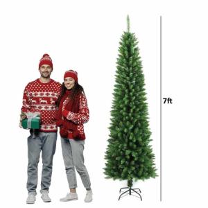 Grüner künstlicher Bleistift-Weihnachtsbaum, schlanker Weihnachtsbaum, Weihnachtskiefern mit soliden Metallbeinen, perfekt for Zuhause, Geschäfte und Feiertagsdekoration, einfac