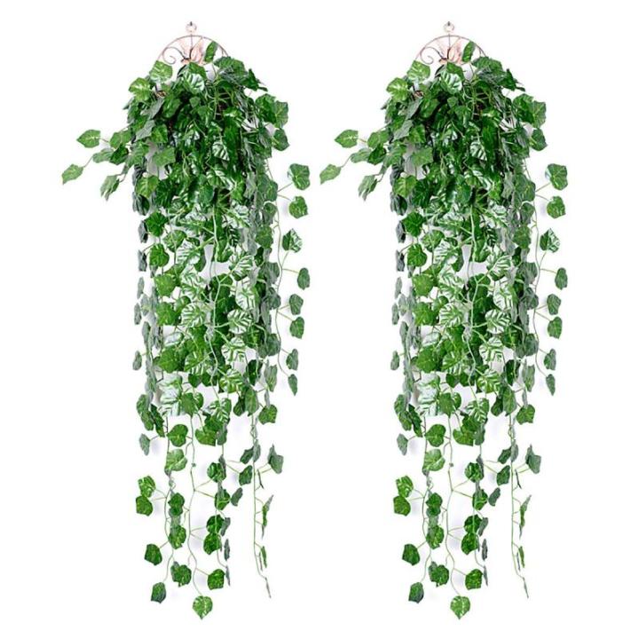 kunstmatige klimop slinger, 2 stuks, kunstmatige wijnstok, groene bladeren, , hangplant, voor thuis, keuken, tuin, kantoor, bruiloft, wanddecoratie