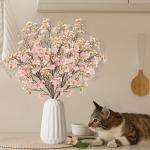 4 stuks kunstkersenbloesem, takken, roze perzikbloemen, 100 cm, kunstbloemen, bulk, lente, zijden bloemen, planten, bundel, lange stelen voor bruiloft, feest, tafel, vaas, decorati