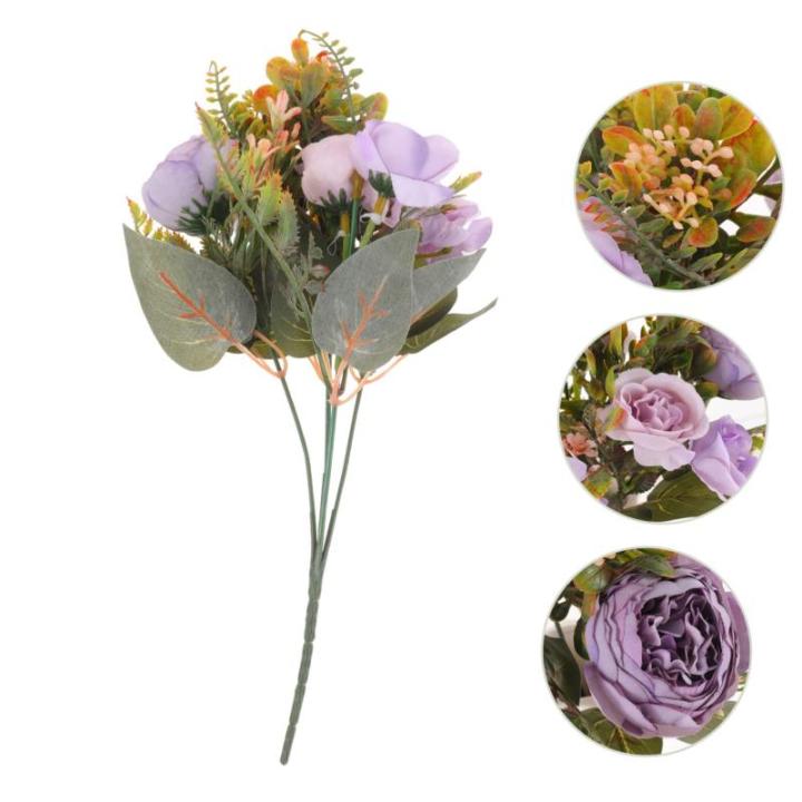 Künstlicher Pfingstrosenstrauß Hochzeit Gefälschte Pfingstrosen Künstliche Pfingstrosenstiele Künstliche Künstliche Rosa Pfingstrosen Gefälschter Blumenstrauß Violett Plast