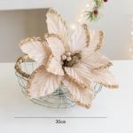 30 cm Weihnachtsblumen, weihnachtliche Glitzer-Weihnachtssterne, Weihnachtsbaumschmuck-Anhänger, handgefertigte Weihnachtsdekoration, künstliche Blumen(Sekt)