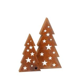 2-er Set Tannenbaum Metall Weihnachten Rost Deko mit Sternen Weihnachtsbaum verrostet zum Hinstellen 68 und 49cm hoch