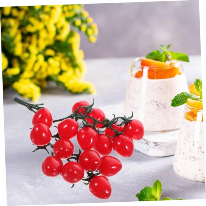5 Stück Schnur Künstliche Pflanzendekoration Künstliche Obstdekoration Dekorative Kirschtomaten PVC Lebensechte Früchte Rot
