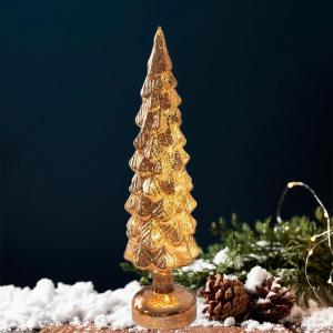 Beleuchteter Tisch-Weihnachtsbaum, Weihnachtsschmuck, Nachtlicht, Nachtlampe für Kaminsims, Schlafzimmer, Fenster, Regal, Wohnzimmer, L Gold