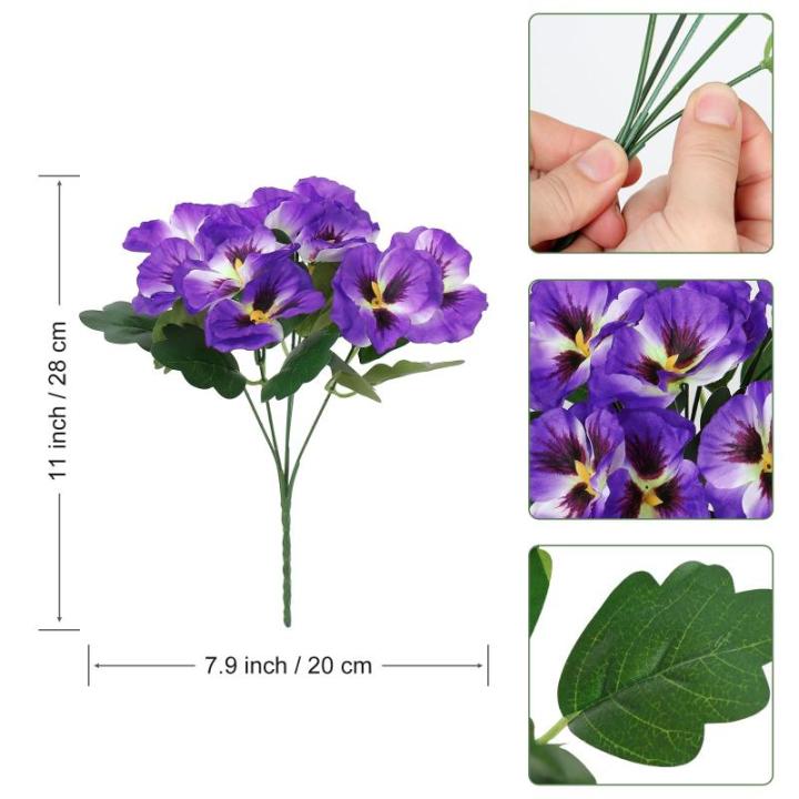10 bundels kunstbloemen zoals echt balkon, kunstbloemen, buiten, uv-bestendig, weerbestendig, kunstbalkonplanten, balkonbloemen voor huis, vensterbank, bruiloft, decoratie (paars)