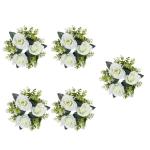 5 x Hochzeits-Blumenringe, Kerzenhalter, künstliche Rosenblumen, Kränze für Tafelaufsätze, Tisch-Party-Dekorationen