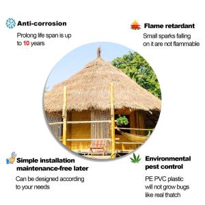 Simulation Strohdach Gefälschtes Stroh Stroh Palmdach Künstliches Pe-Material, Daher Kein Ersatz für Tiki-Bar-Dachgärten, Terrassendeck, Pavillons, Patio-Sonnenschutz (Größe: