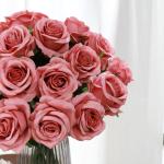 10 stuks kunstmatige zijden rozen bloemen enkele stengel neprozen bloemen voor thuisfeest bruiloft boeket (bonenpasta roze)