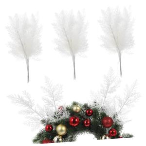 24 STK Simulierte Kiefernnadelzweige Weiße Äste zur Dekoration Stiele Dekorationszweige Große Anzahl an Weihnachtszweigen falsche Kiefernzweige Weihnachtsbaum Picks Plastik
