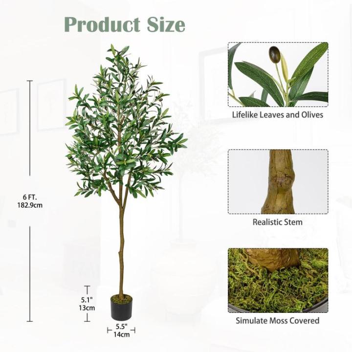 180 cm olijfboom kunstplant grote nep plastic planten in pot kunstboom als echt voor woondecoratie, kamerdecoratie, slaapkamerdecoratie