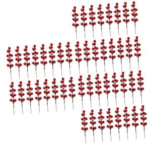 60 STK Simulation Rote Fruchtgabel Tannenzapfen-beerenpflücker Künstliche Stechpalmenbeeren Rote Beerenpflücker Weihnachtsstechpalmenbeerzweige Zweig Der Stechpalme Schaum