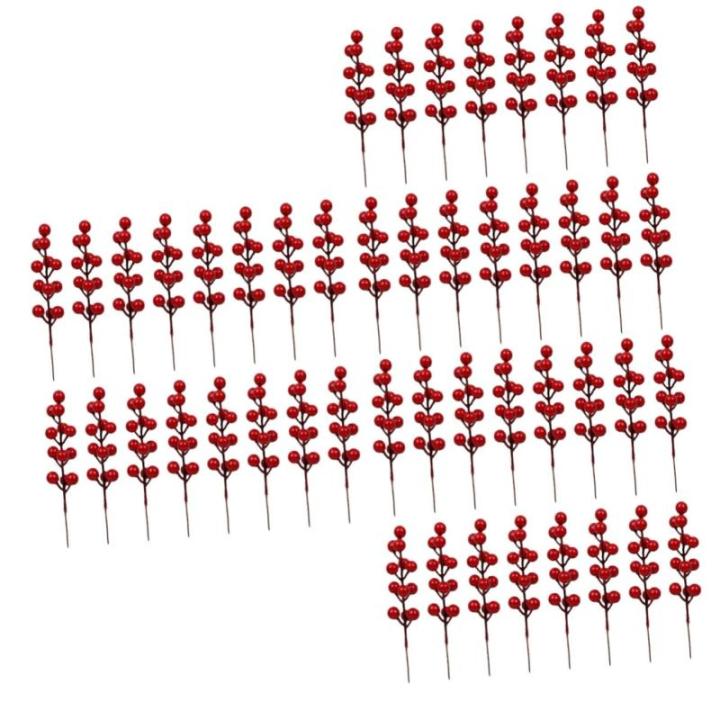 60 STK Simulation Rote Fruchtgabel Tannenzapfen-beerenpflücker Künstliche Stechpalmenbeeren Rote Beerenpflücker Weihnachtsstechpalmenbeerzweige Zweig Der Stechpalme Schaum