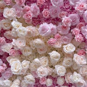 Künstliche Blumen-Wandpaneele, Rosa-weiße Blumen-Wandmatte, 3D-Stoffboden, Simulationsblume, Seidenrosen-Blumenpaneele Für Hintergrund-Hochzeits-Wanddekoration(6.56ftx9.8ft)