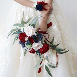 Künstlicher Wasserfall-Wassertropfen-Blumenstrauß mit grünen Blättern, künstliche Seidenblumen für Valentinstag, Hochzeit, Braut, Fotografie, Requisiten, Geschenkartikel