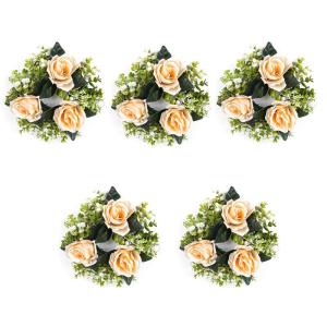 5 x Hochzeits-Blumenringe, Kerzenhalter, künstliche Rosenblumen, Kränze für Tafelaufsätze, Tisch-Party-Dekorationen