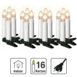 Lichtsnoer kerstboom, 16 kerstkaarsen elk 20 lumen, 6 m verlicht, mini-lichtketting voor binnen met stekker, kaarslichtsnoer, groene kerstboomkaarsen, wit, 611618