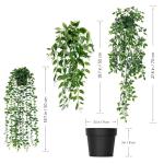3 stuks kunsthangplanten, eucalyptus, bladeren met potten, 63 cm lang, onderhoudsvrije , wijnstok voor tuin, binnen en buiten (eucalyptus)