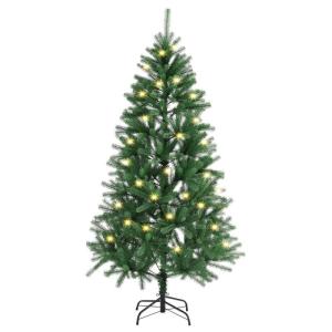 Kunstkerstboom, 180 cm, boom met ledverlichting en standaard, realistische kerstboom voor binnen, kunstkerstboom