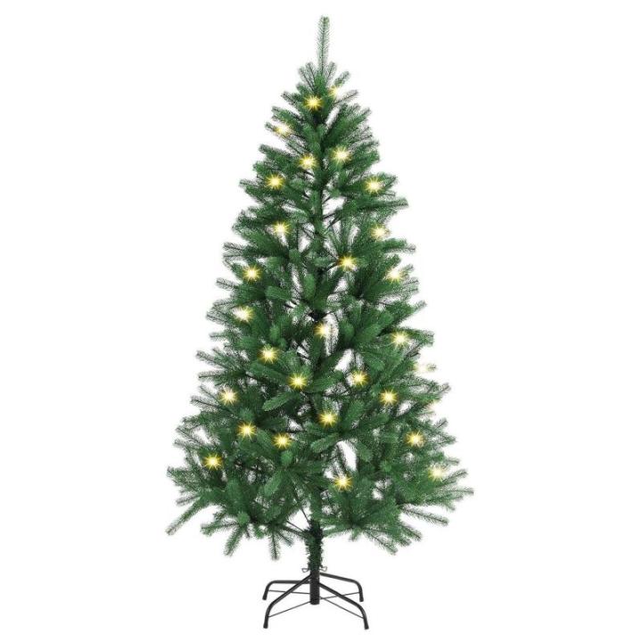 Kunstkerstboom, 180 cm, boom met ledverlichting en standaard, realistische kerstboom voor binnen, kunstkerstboom